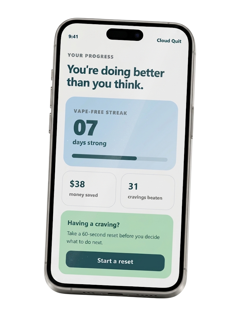 CloudQuit App Progress Tracker on Mobile Phone